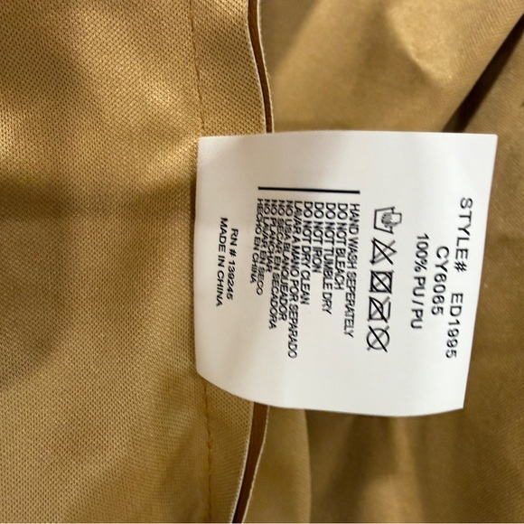 NWT Vibrant USA Faux Leather Shirt Dress Brown Button-Down Long Sleeve Size L - Picture 11 of 12